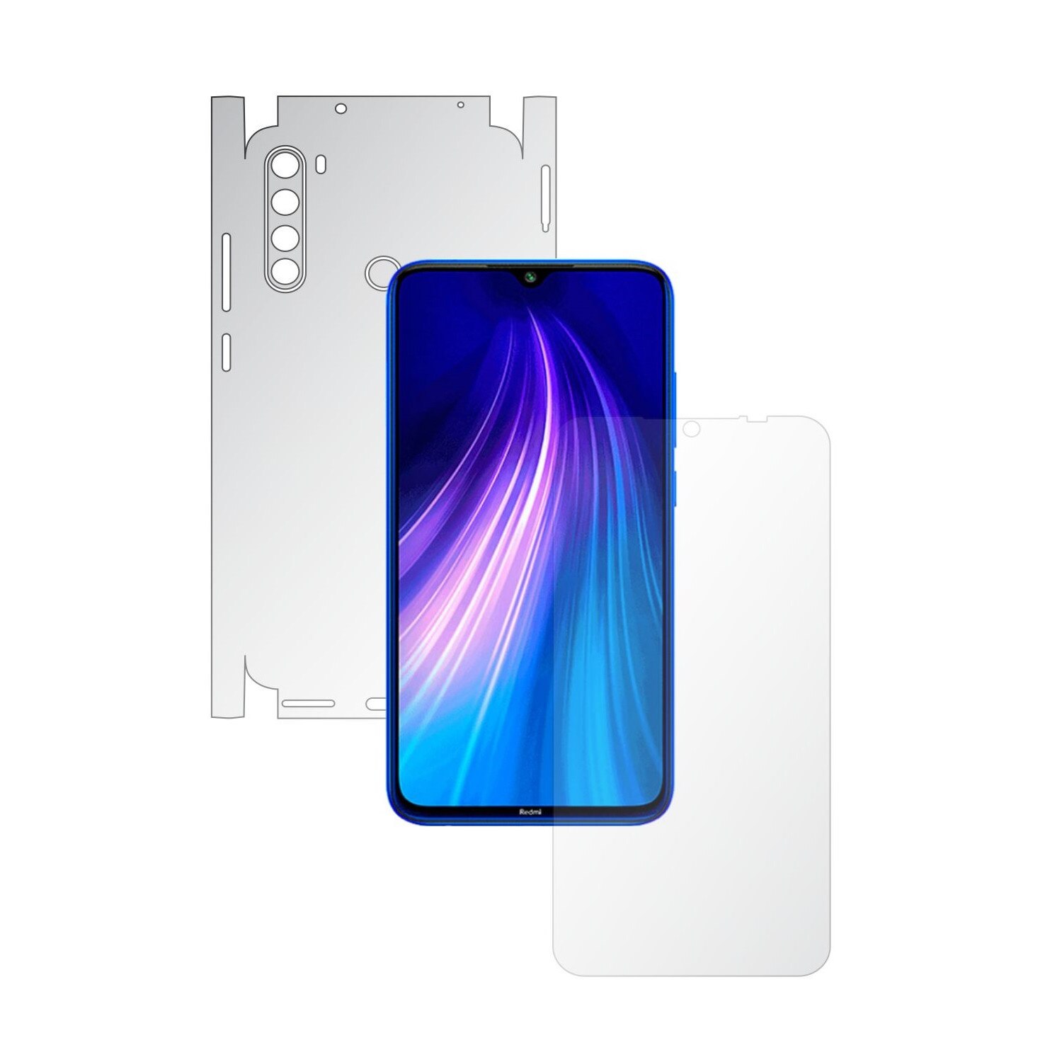 Folie Full Body Invisible Skinz HD pentru Xiaomi Redmi Note 8 - Folie Protectie Siliconica Ultra-Clear cu taiere 360 Cut pentru Ecran, Carcasa Spate si Laterale, Skin Adeziv Transparent, Edge to Edge Cover