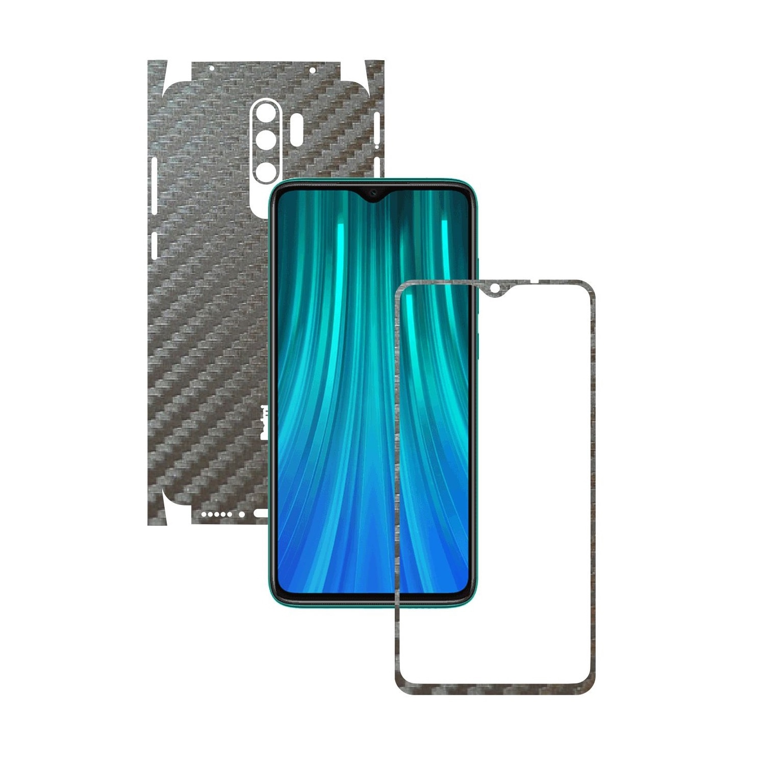 Folie Protectie Carbon Skinz pentru Xiaomi Redmi Note 8 Pro - Carbon Gri Argintiu 360 Cut, Skin Adeziv Full Body Cover pentru Rama Ecran, Carcasa Spate si Laterale
