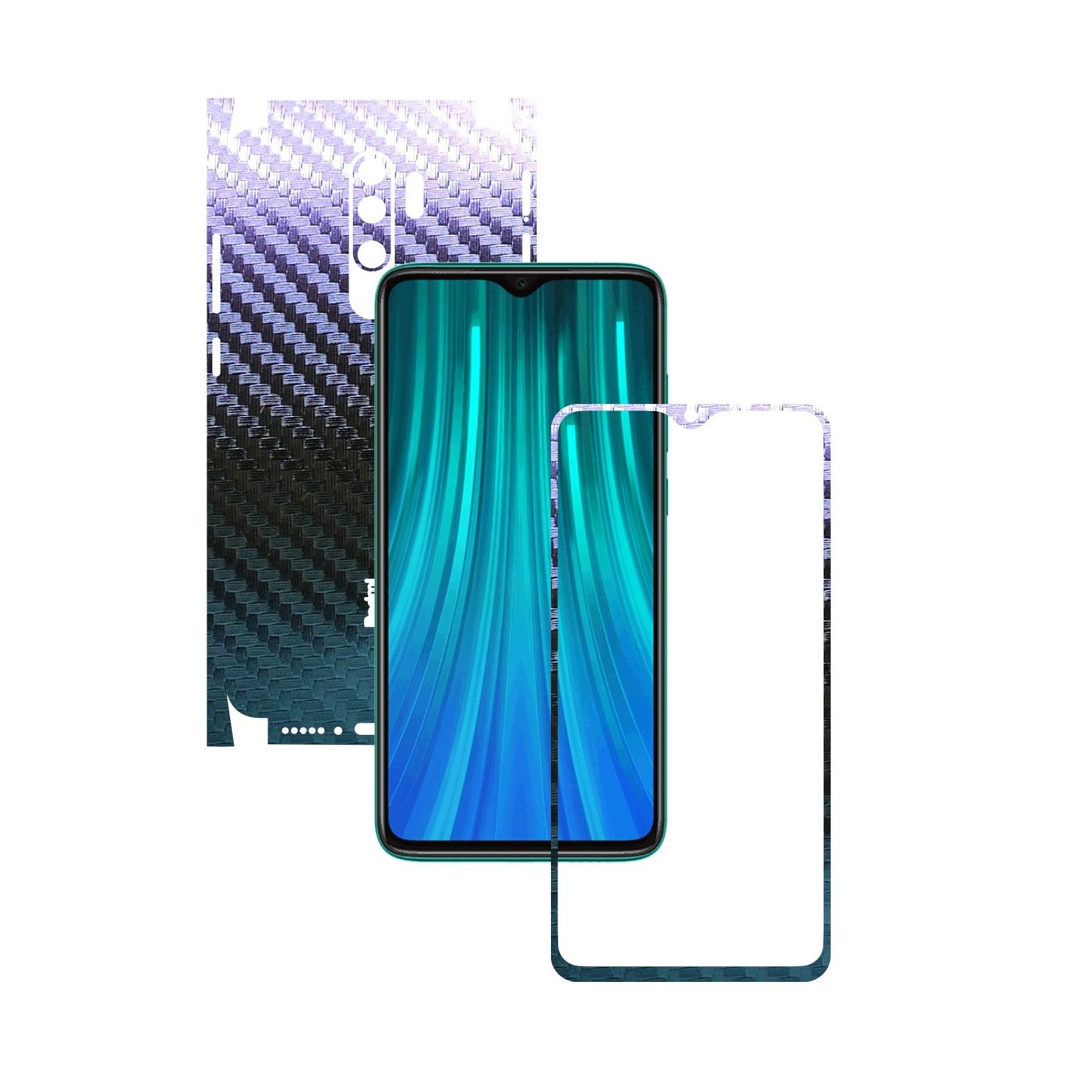 Folie Protectie Carbon Skinz pentru Xiaomi Redmi Note 8 Pro - Carbon Cameleon 360 Cut, Skin Adeziv Full Body Cover pentru Rama Ecran, Carcasa Spate si Laterale