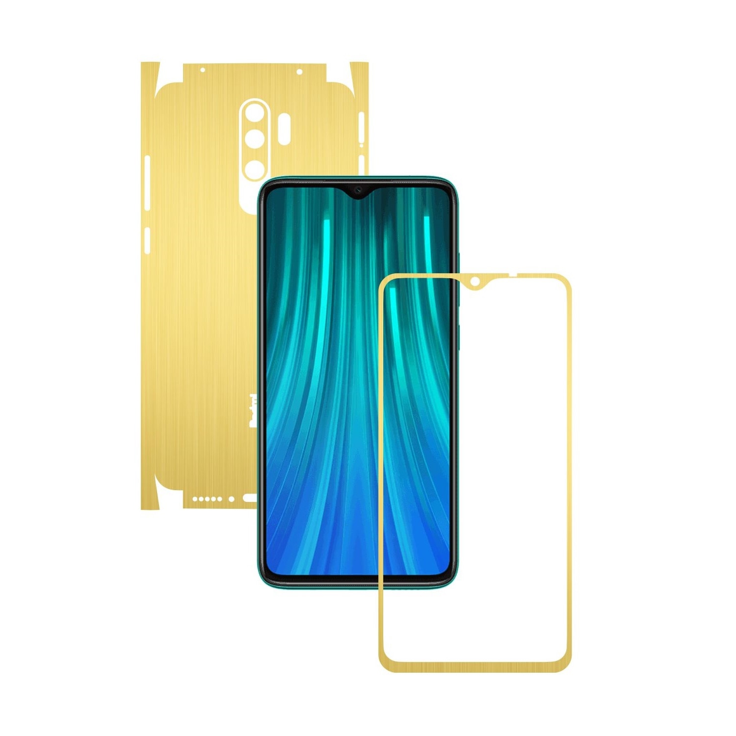 Folie Protectie Carbon Skinz pentru Xiaomi Redmi Note 8 Pro - Brushed Auriu 360 Cut, Skin Adeziv Full Body Cover pentru Rama Ecran, Carcasa Spate si Laterale
