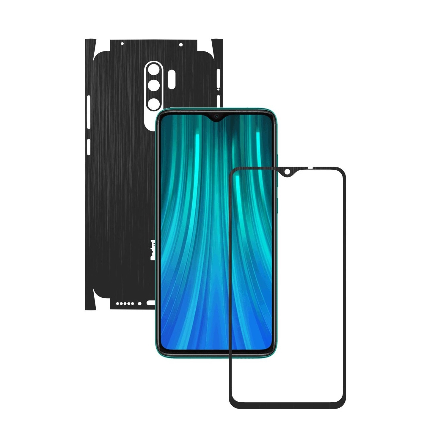 Folie Protectie Carbon Skinz pentru Xiaomi Redmi Note 8 Pro - Brushed Negru 360 Cut, Skin Adeziv Full Body Cover pentru Rama Ecran, Carcasa Spate si Laterale