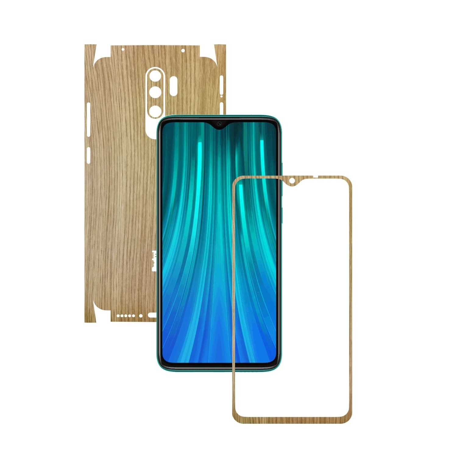 Folie Protectie Carbon Skinz pentru Xiaomi Redmi Note 8 Pro - Lemn Stejar 360 Cut, Skin Adeziv Full Body Cover pentru Rama Ecran, Carcasa Spate si Laterale