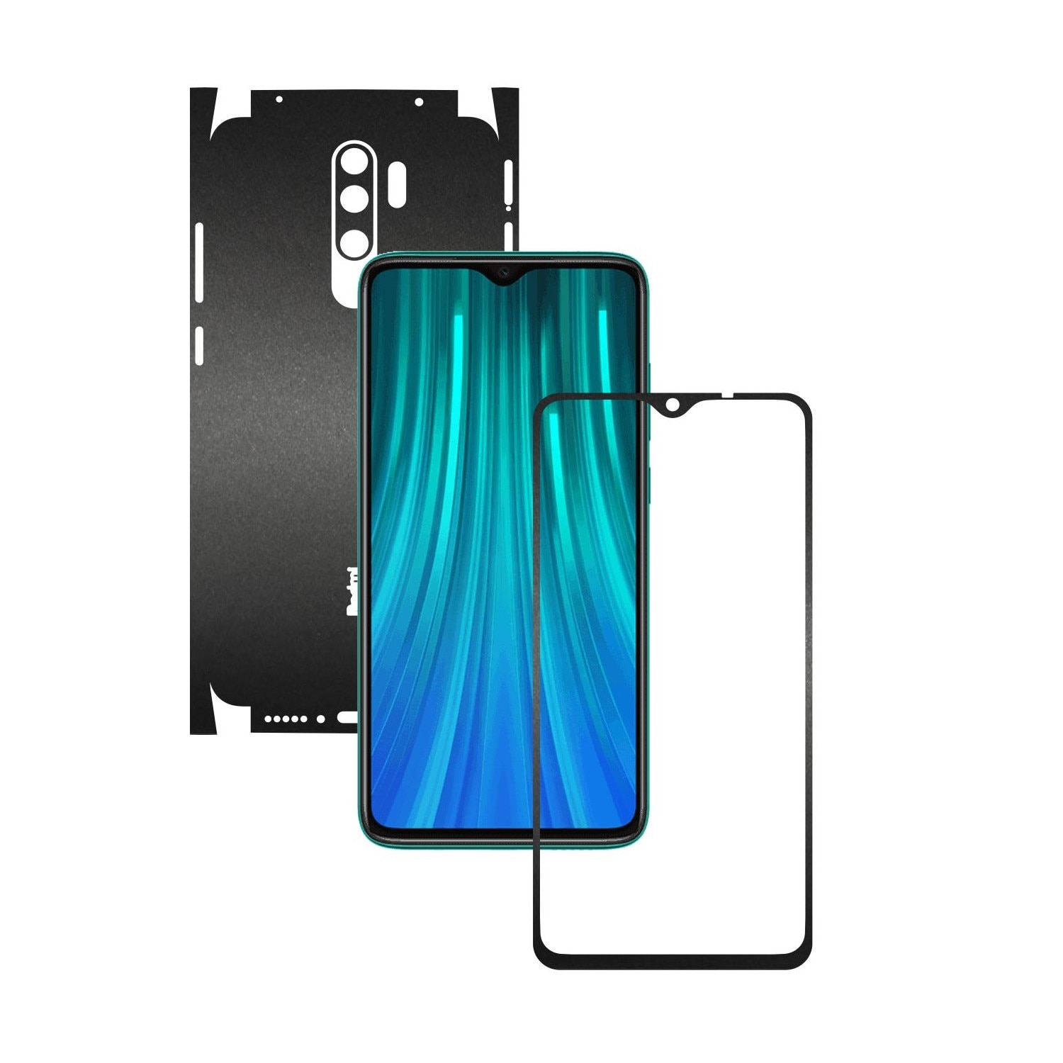 Folie Protectie Carbon Skinz pentru Xiaomi Redmi Note 8 Pro - Negru Mat 360 Cut, Skin Adeziv Full Body Cover pentru Rama Ecran, Carcasa Spate si Laterale