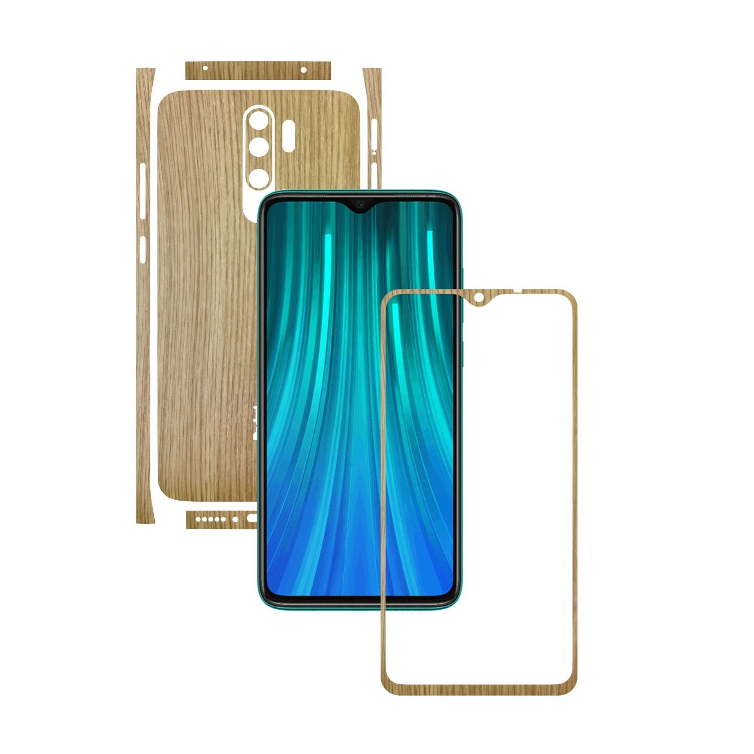 Folie Protectie Carbon Skinz pentru Xiaomi Redmi Note 8 Pro - Lemn Stejar Split Cut, Skin Adeziv Full Body Cover pentru Rama Ecran, Carcasa Spate si Laterale