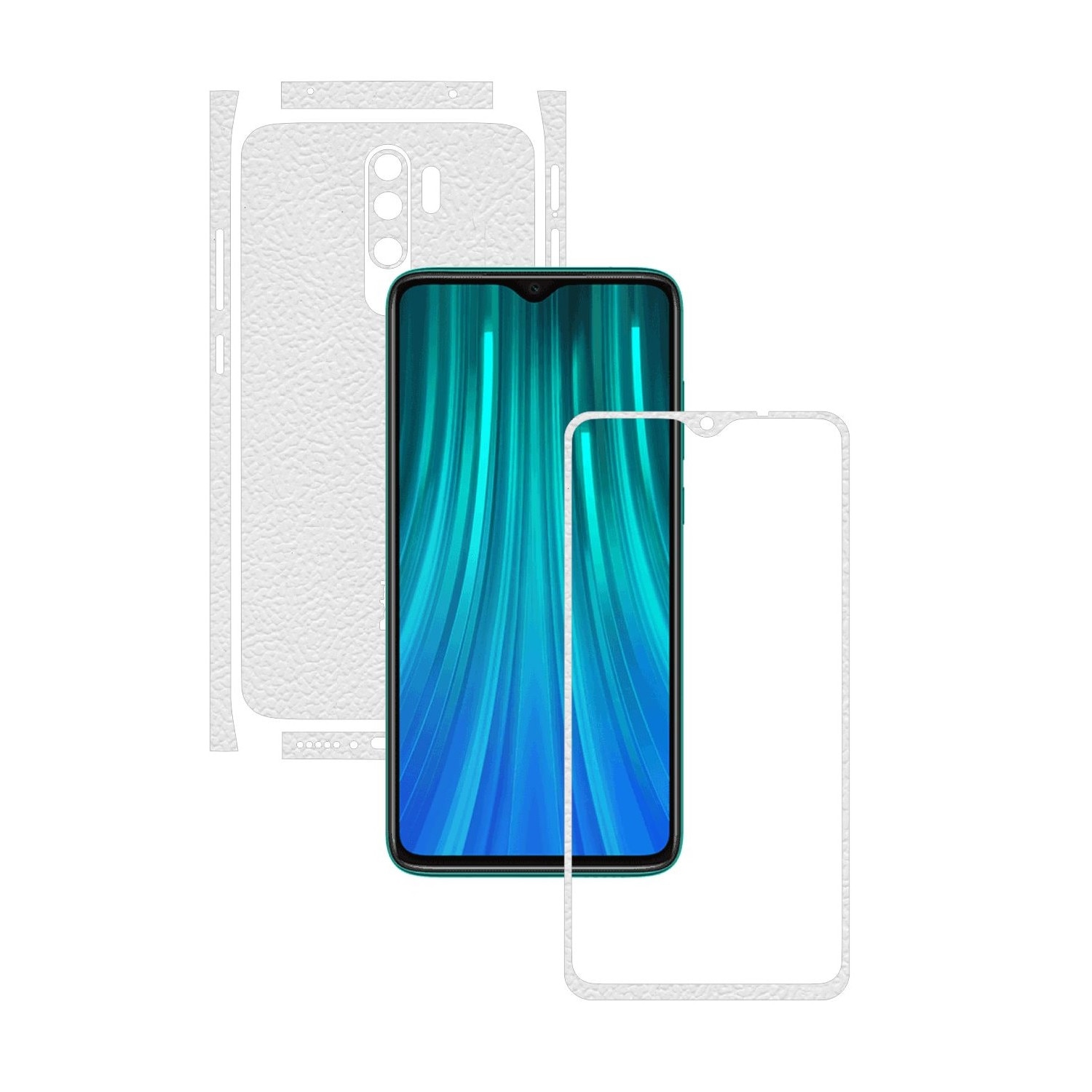 Folie Protectie Carbon Skinz pentru Xiaomi Redmi Note 8 Pro - Piele Alba Split Cut, Skin Adeziv Full Body Cover pentru Rama Ecran, Carcasa Spate si Laterale