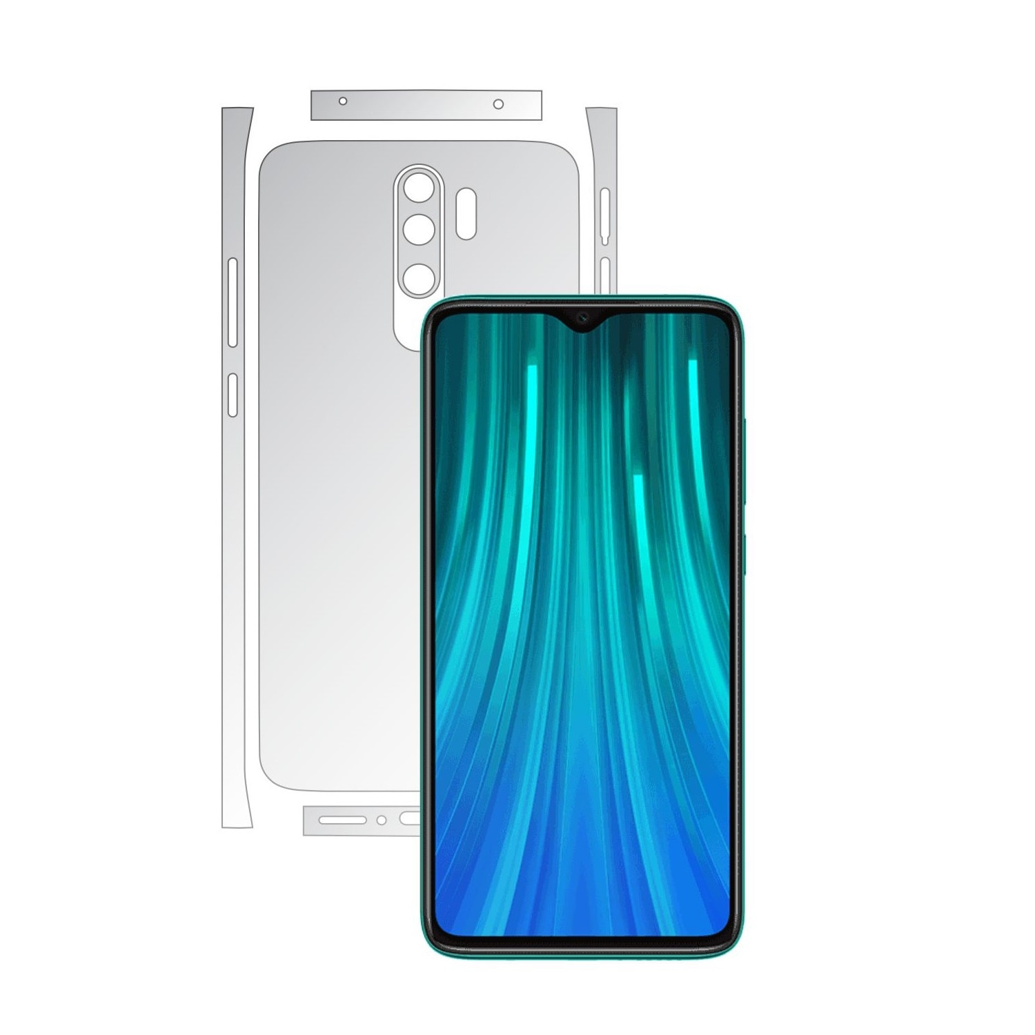 Folie Protectie Spate Invisible Skinz HD pentru Xiaomi Redmi Note 8 Pro - Folie Siliconica Ultra-Clear cu taiere Split Cut pentru Carcasa Spate si Laterale, Skin Adeziv Transparent, Edge to Edge Full Case Cover