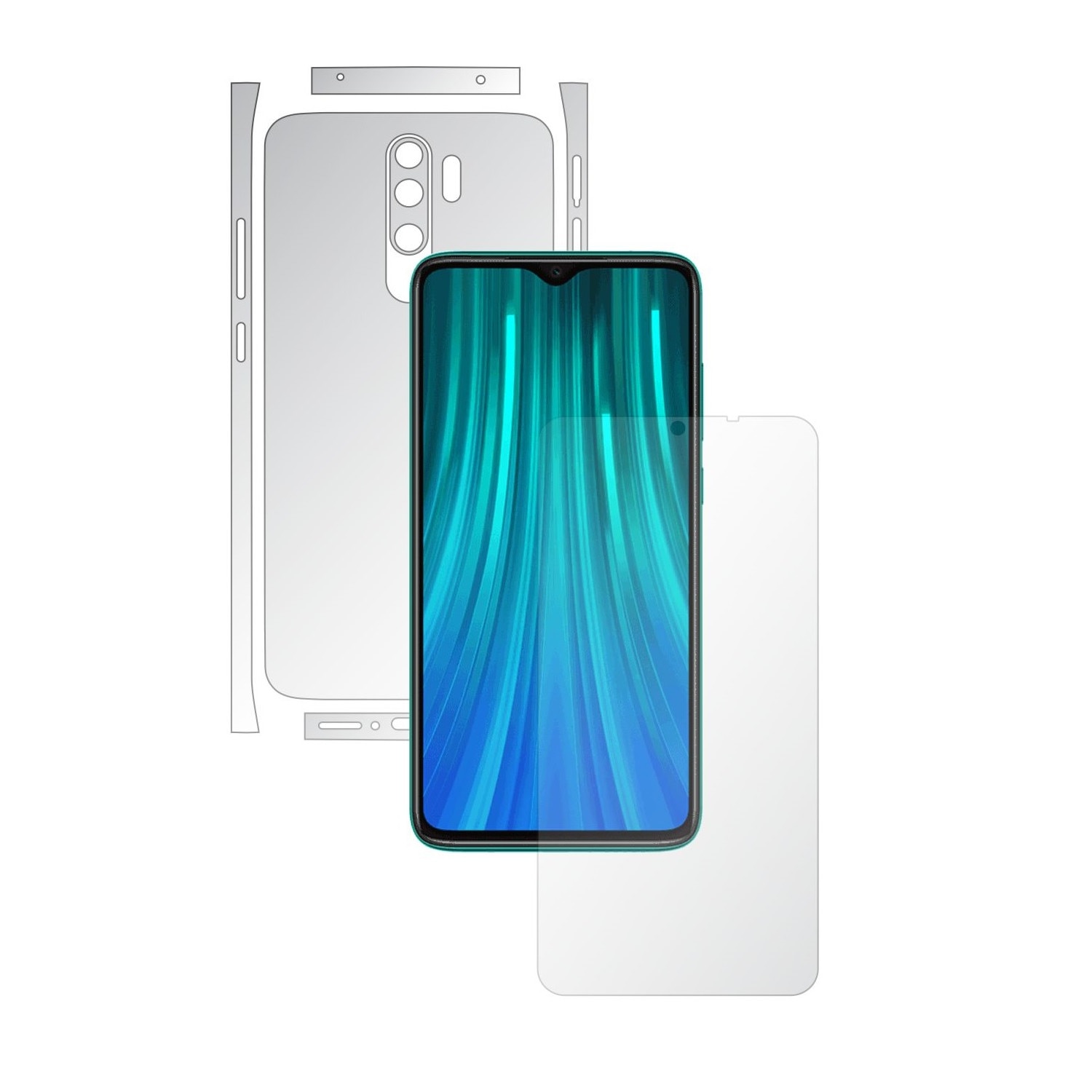 Folie Full Body Invisible Skinz UHD AutoRegeneranta pentru Xiaomi Redmi Note 8 Pro - Folie Protectie Siliconica Ultra-Clear cu taiere Split Cut pentru Ecran, Carcasa Spate si Laterale, Skin Adeziv Transparent, Edge to Edge Cover