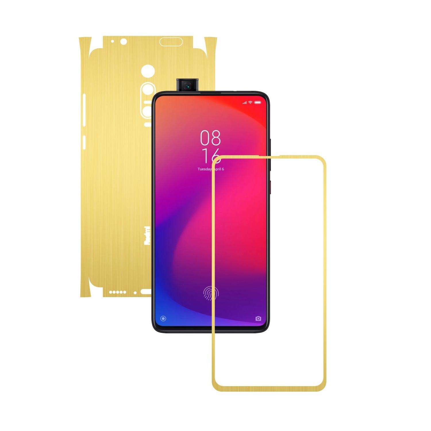 Folie Protectie Carbon Skinz pentru Xiaomi Redmi K20/ K20 Pro/ K20 Premium - Brushed Auriu 360 Cut, Skin Adeziv Full Body Cover pentru Rama Ecran, Carcasa Spate si Laterale