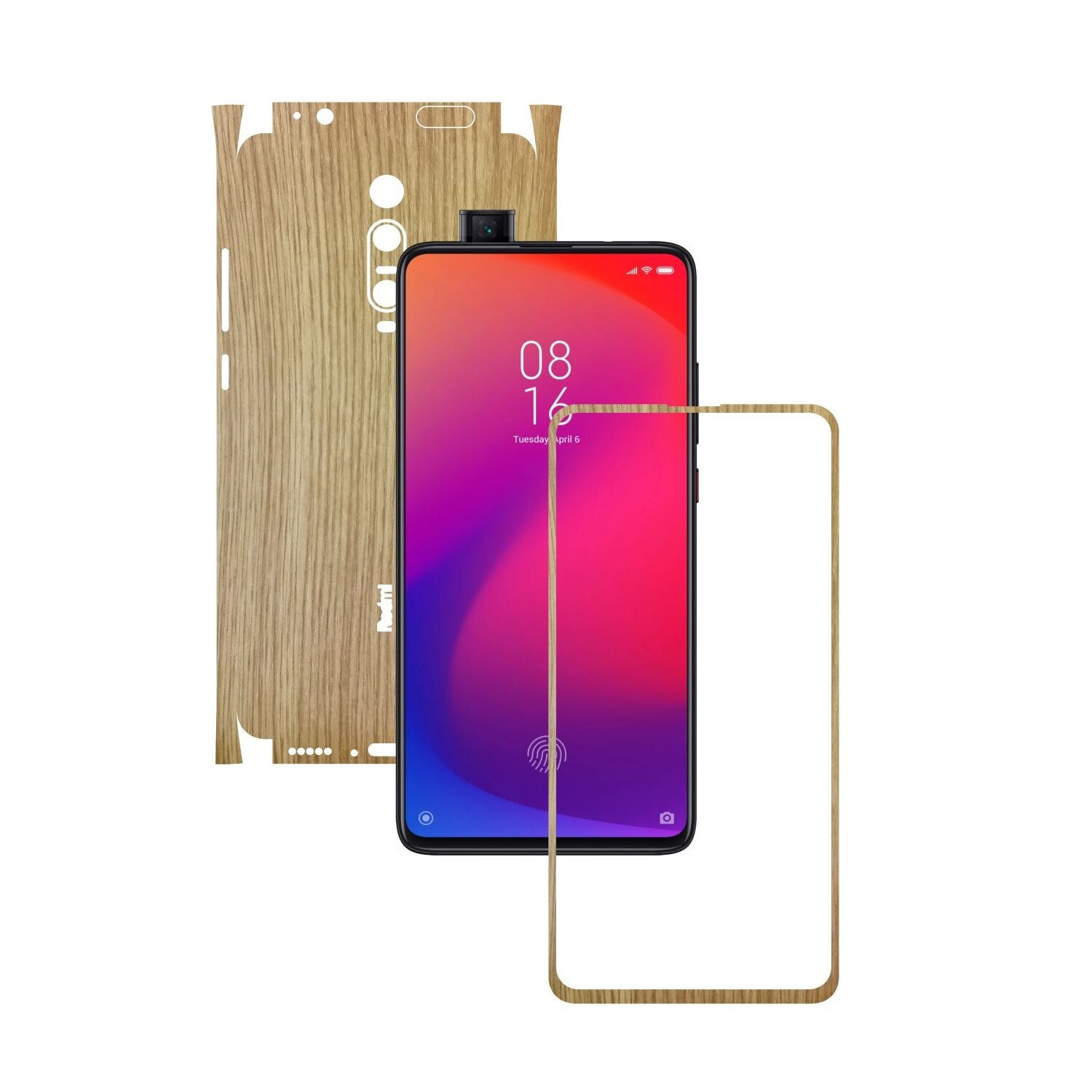 Folie Protectie Carbon Skinz pentru Xiaomi Redmi K20/ K20 Pro/ K20 Premium - Lemn Stejar 360 Cut, Skin Adeziv Full Body Cover pentru Rama Ecran, Carcasa Spate si Laterale