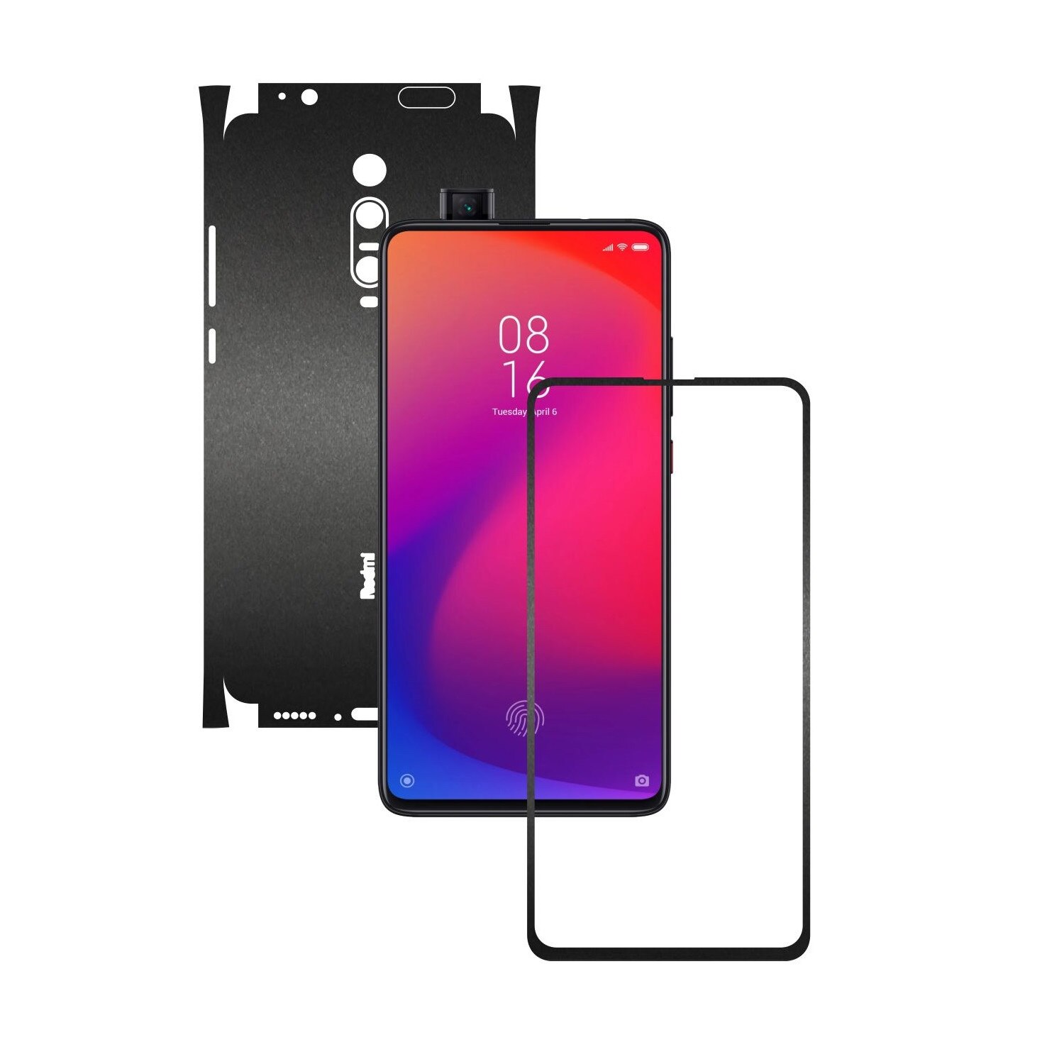 Folie Protectie Carbon Skinz pentru Xiaomi Mi 9T / 9T Pro - Negru Mat 360 Cut, Skin Adeziv Full Body Cover pentru Rama Ecran, Carcasa Spate si Laterale