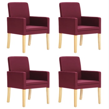 Set de 4 scaune de bucatarie, tip fotoliu, vidaXL, Grena, 57 x 60 x 85,5 cm