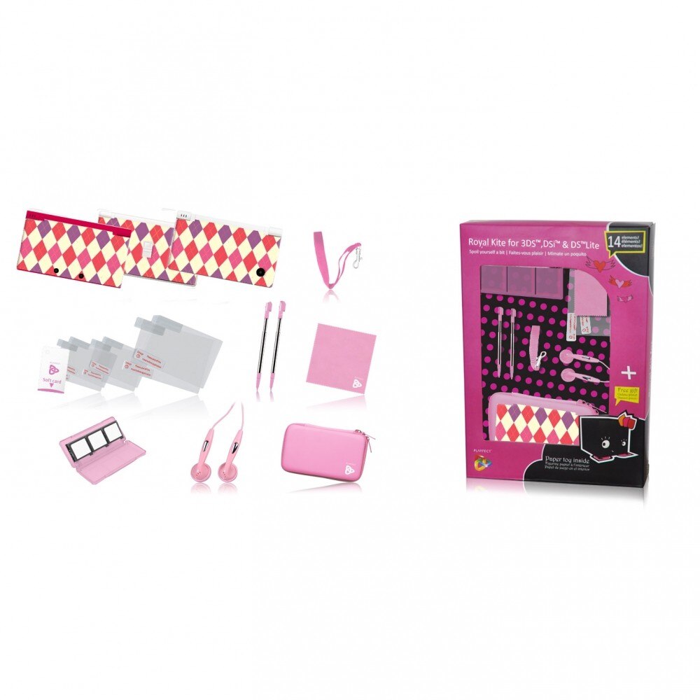Set accesorii Playfect Royal Kit 14 in 1 Roz pentru 3DS, DSI si DS Lite