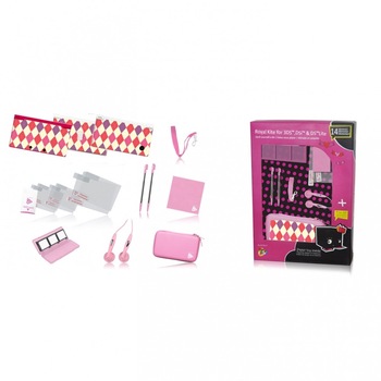 Set accesorii Playfect Royal Kit 14 in 1 Roz pentru 3DS, DSI si DS Lite Set accesorii Playfect Royal Kit 14 in 1 Roz pentru 3DS, DSI si DS Lite
