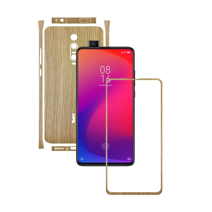 Carbon Skinz védőfólia Xiaomi Mi 9T / 9T Pro készülékhez – hasított tölgyfa, teljes testet fedő tapadó bőr képernyőkerethez, hát- és oldalborítókhoz