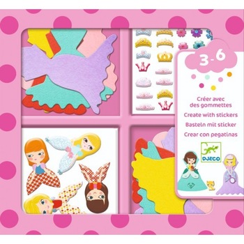 Set creativ pentru fetite colaje cu printese Djeco Set creativ pentru fetite colaje cu printese Djeco