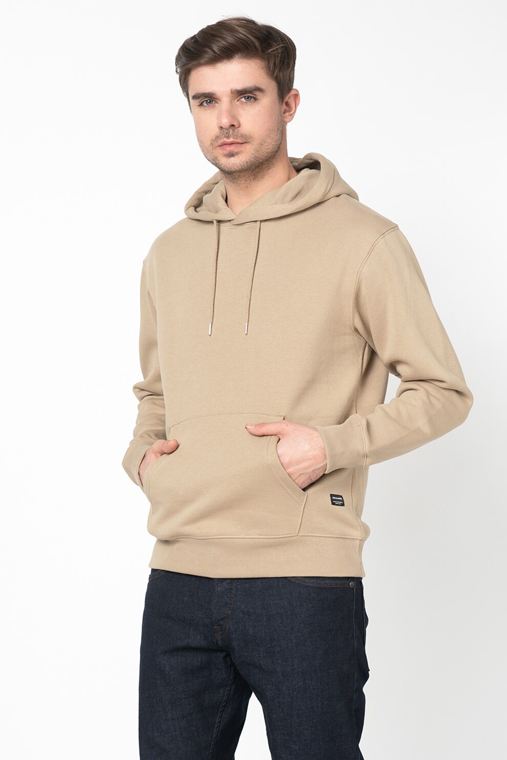 Jack&Jones, Hanorac relaxed fit cu buzunar kangaroo 12161145, Maro camel