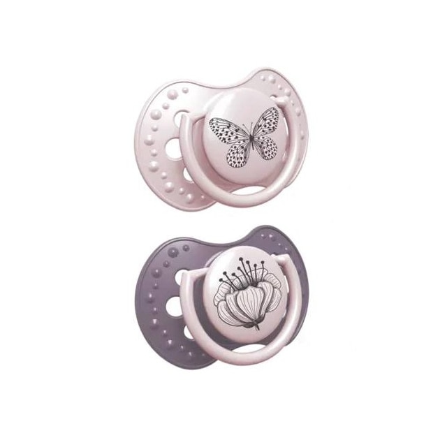 Set 2 suzete dinamice din silicon 3-6 luni Lovi Botanic 22/870, Roz