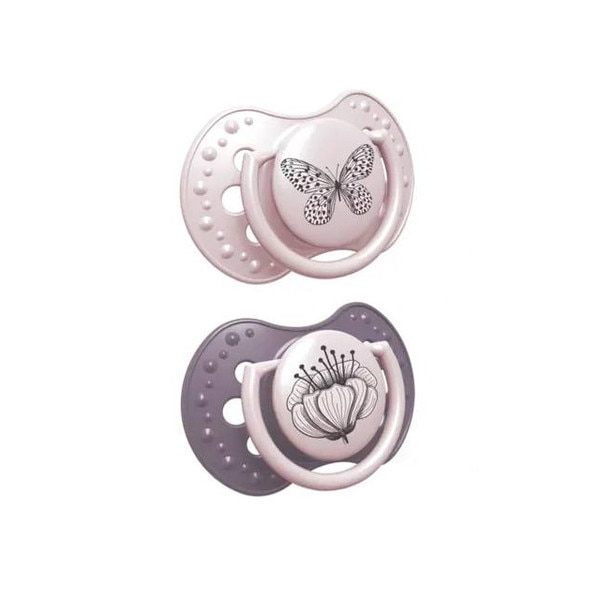 Set 2 suzete dinamice din silicon 0-3 luni Lovi Botanic 22/869, Roz