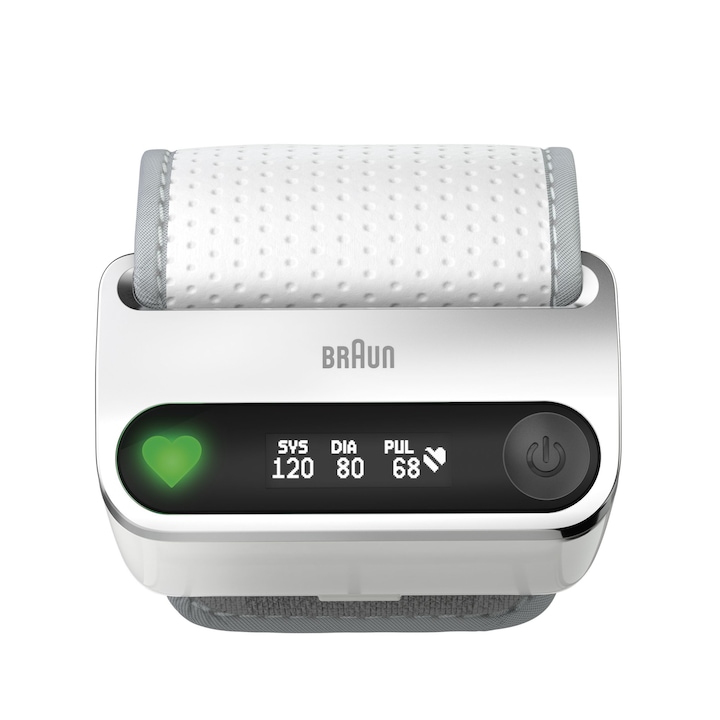 Braun BPW4500CEME iCheck7 csuklós vérnyomásmérő, színkódolt eredmény mutatás, szinkronizál a Braun Healthy Heart alkalmazással, 1 memória 100 méréshez