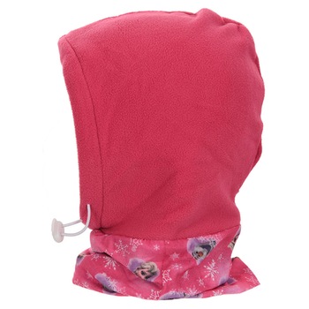 Cagula Frozen, Anna si Elsa, roz, polar fleece/jersey Cagula Frozen, Anna si Elsa, roz, polar fleece/jersey