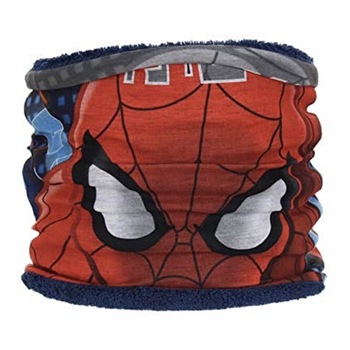 Fular Spiderman, model tub, 50 x 22 cm, coral fleece/jersey, culoare interior albastru Fular Spiderman, model tub, 50 x 22 cm, coral fleece/jersey, culoare interior albastru