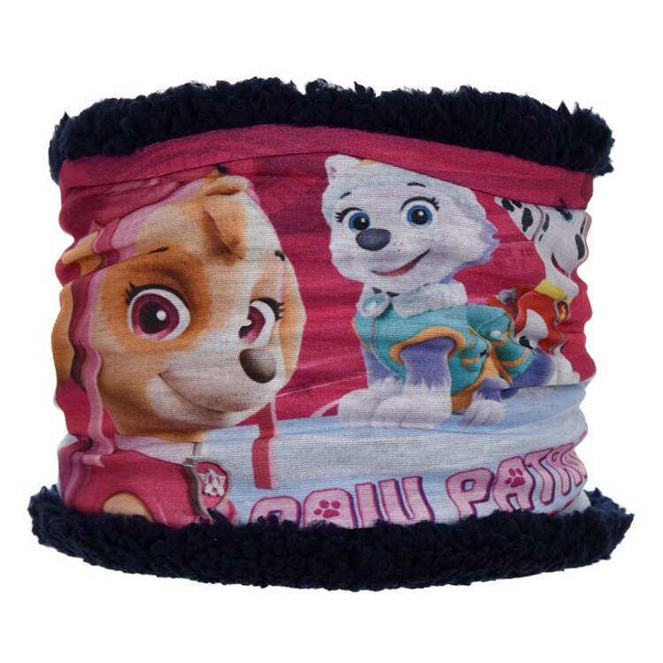 Fular Paw Patrol, Skye, Everest si Marshall, model tub, 50 x 22 cm, coral fleece/jersey, interior navy