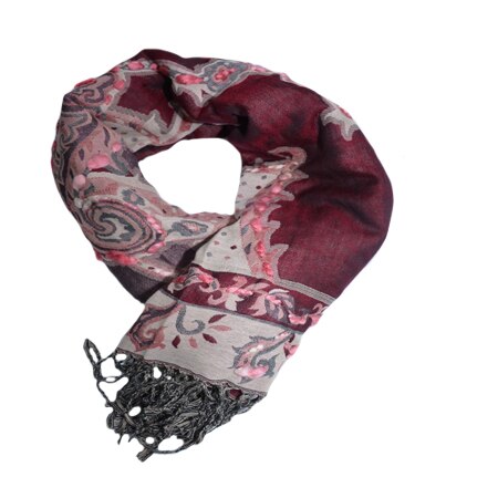 Esarfa rafinata , tesuta cu nuante viu colorate , D&J Exclussive, marsala