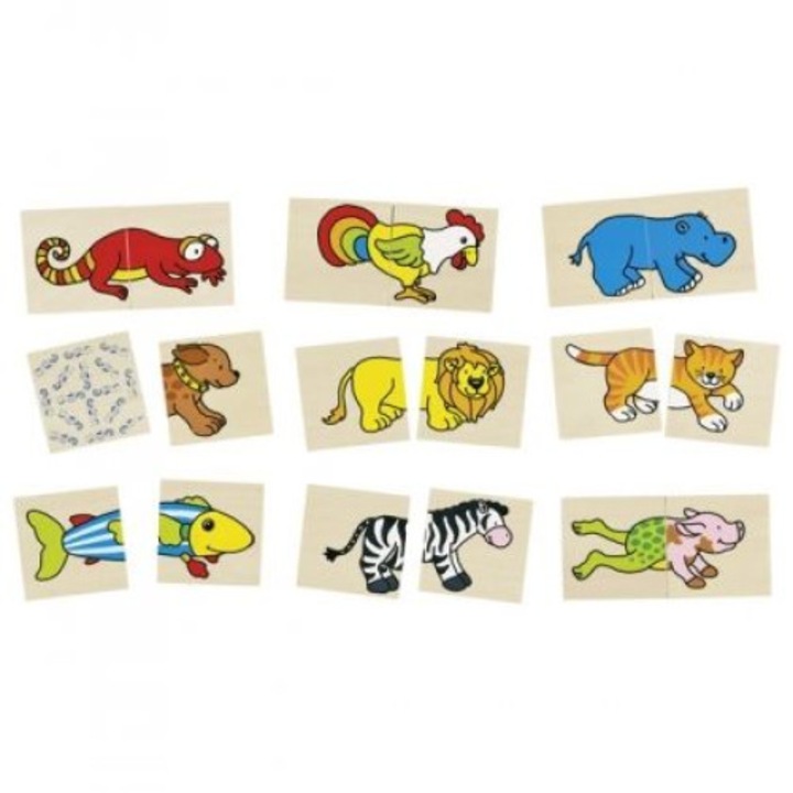 Goki - Дървена забавна мемо игра - Пъзел - Смешни животни