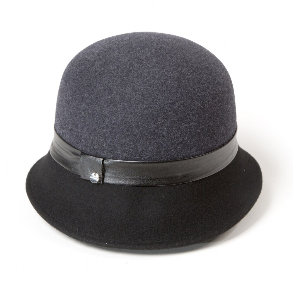 Palarie din fetru HatYou, CF0269N, Gri inchis/ negru