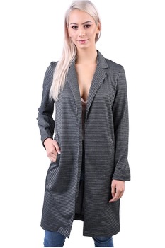 Cardigan dama lung tip sacou, Negru/Alb, Pieces, Negru/Alb Cardigan dama lung tip sacou, Negru/Alb, Pieces, Negru/Alb