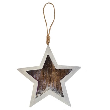 Stea decorativa, Fantasia, lemn pictat si crengute salcie, Dimensiune 20x20x3 cm Stea decorativa, Fantasia, lemn pictat si crengute salcie, Dimensiune 20x20x3 cm