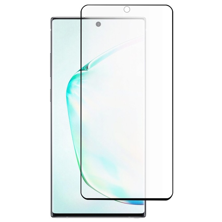 Folie Full Cover Nano Glass Flexible Bestsuit Compatibila Cu Samsung Galaxy Note 10+ Plus, transparenta Cu Margine Neagra -merg
