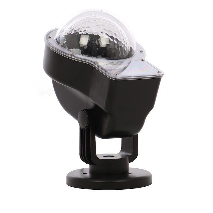 Proiector LED Craciun DacEnergy©, efect de ninsoare si lumini RGB, 5W, cu telecomanda, 130 x 430 mm