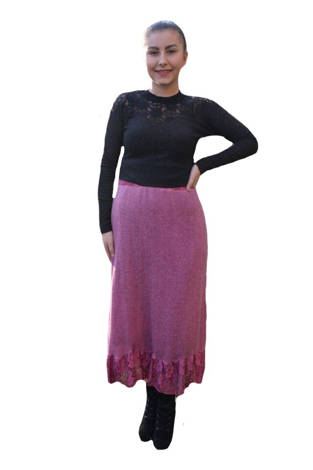 Fusta moderna,lunga cu dantela,D&J Exclusive, Marsala