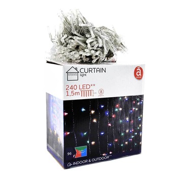 Instalatie de Craciun Actuel tip perdea, 240 LED-uri, dimensiuni 1.5 m latime x 1.4 m inaltime, 8 programe, Multicolora Instalatie de Craciun Actuel tip perdea, 240 LED-uri, dimensiuni 1.5 m latime x 1.4 m inaltime, 8 programe, Multicolora