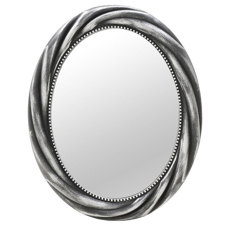 Oglinda perete ovala Argintiu Negru 58 x 73 cm
