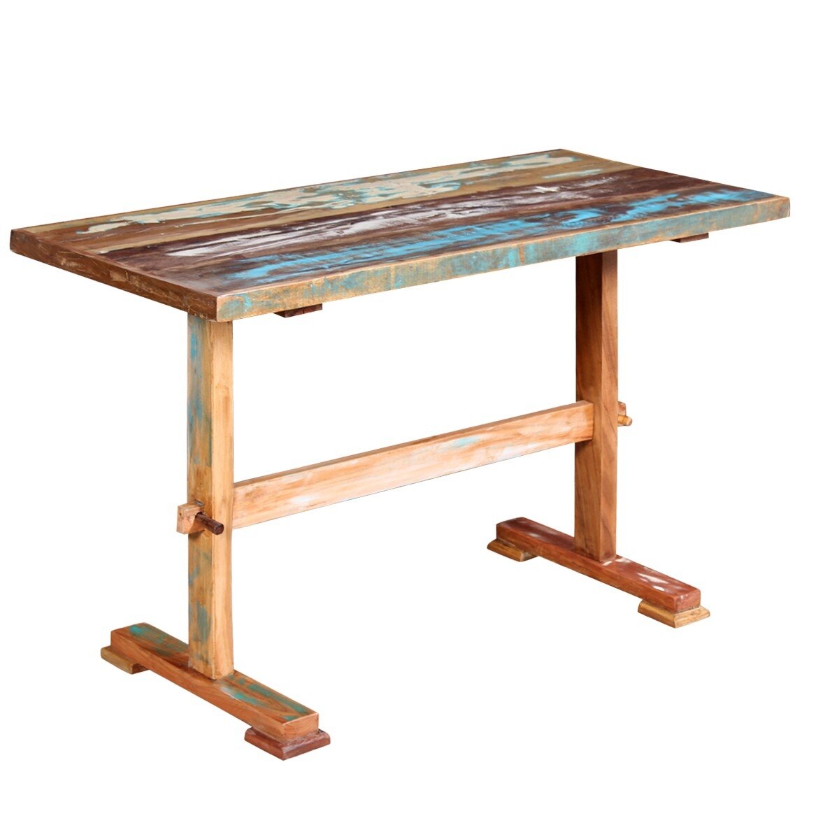 Masa de bucatarie tip piedestal, vidaXL, Lemn reciclat, Maro, 120 x 58 x 78 cm