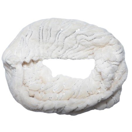 Fular dama, Dave circular din blanita cu inserti de paiete , D&J Exclussive, alb