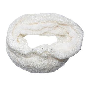 Fular dama, Eve circular din tricot, blanita , paiete , D&J Exclussive, alb Fular dama, Eve circular din tricot, blanita , paiete , D&J Exclussive, alb