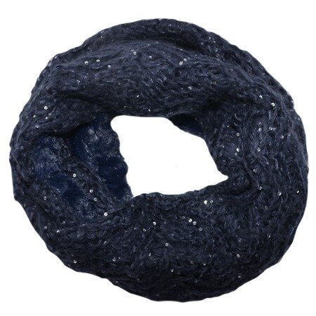 Fular dama, Eve circular din tricot, blanita , paiete , D&J Exclussive, bleumarin