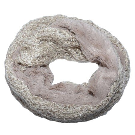 Fular dama, Eve circular din tricot cu inserti de paiete , D&J Exclussive, crem