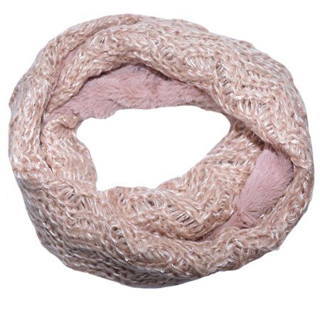Fular dama, Eve circular din tricot, blanita , paiete , D&J Exclussive, pudra