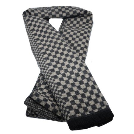 Fular rafinat, barbatesc cu carouri mici , D&J Exclussive, gri deschis