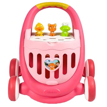 Antepremergator cu cutie de depozitare jucarii ABERO Elantra Baby Walker roz Antepremergator cu cutie de depozitare jucarii ABERO Elantra Baby Walker roz