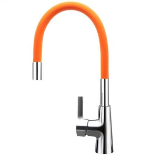 Baterie pentru Bucatarie , Orange , cu Pipa Flexibila si Rotativa cu Silicon, model 2019