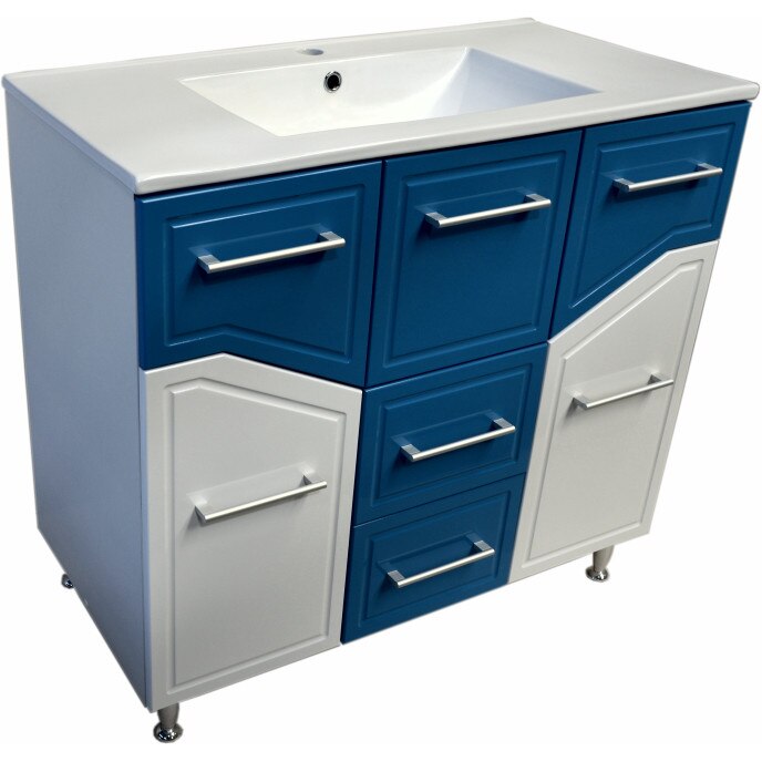 Set baza si lavoar seria Slim 90 cm Alb-Albastru