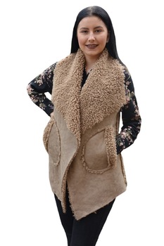 Vesta dama din,piele intoarsa ,croi asimetric ,D&J Exclusive, Crem Vesta dama din,piele intoarsa ,croi asimetric ,D&J Exclusive, Crem