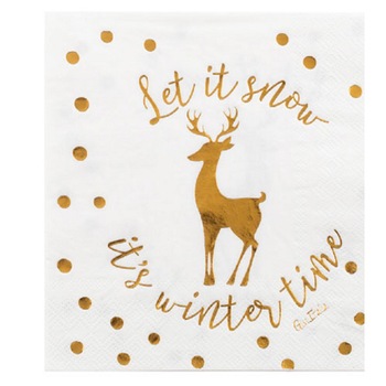 Set 16 Servetele Let It Snow pentru Sarbatori, 33 x 33 cm, Radar 63968 Set 16 Servetele Let It Snow pentru Sarbatori, 33 x 33 cm, Radar 63968
