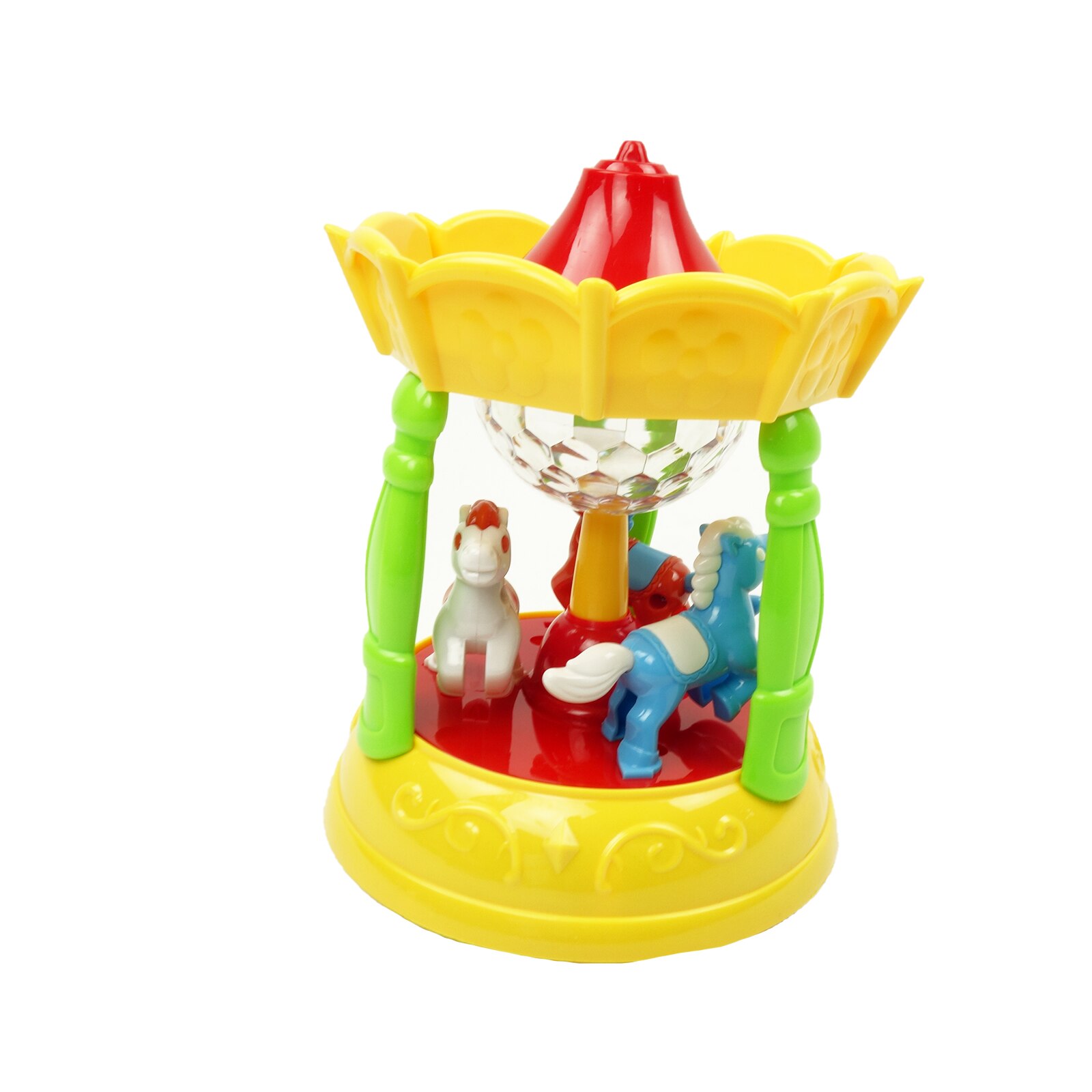 Carusel cu muzica, luminite, rotire, multicolor, 17 cm