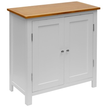 Comoda din lemn masiv de stejar, vidaXL, 70 x 35 x 75 cm, Maro si alb Comoda din lemn masiv de stejar, vidaXL, 70 x 35 x 75 cm, Maro si alb